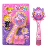 Novelty Games Funny Princess Fully-automatic electronic bubble machine magic wand music and light gun toy children party kids gift 221007