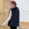 Women's Fur Faux 100 Natural Real Mink Vest Russia Lady Fashion Casual Coat Women Hand Knitted Genuine Sleeveless Coats 221006