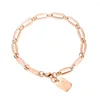 Link Bracelets Charms Letter Rose Gold Designer For Women 2022 Fashion Friendship Kpop Accessories Bijoux Acier Inoxydable Wholesale