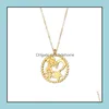 Pendant Necklaces Circle Clover Palm Horseshoe Pendant Necklace For Women Abundance Charm Jewelry Gold Sier Color Wish Card C Bdehome Dhhad