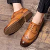 Plain brogue oxford shoes carved punch men's lace up simple fashion formal casual shoes large sizes 38-47