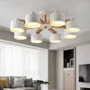 Pendant Lamps Nordic LED Log Chandelier Living Room Wooden Study Duplex Building Creative Minimalist Style Black And White Restaurant