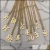Подвесные ожерелья 26 Начальные буквы ожерелья для женского ожерелья Золотая цепь из нержавеющей стали подвески старая английская сети