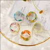 Band Rings Korea Aesthetic Colourf Resin Acrylic Band Rings Set For Women Geometric Round Girl Temperament Jewelry Gifts 87 D3 Drop D Dhvgv