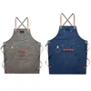 Aprons Canvas Bib Leather Chef Kitchen Apron Women's Men's Barista Bartender Pocket Household