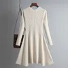 Casual Dresses Simple Basic Autumn Winter A-line tjock tröja klänning Kvinnor Elegant Knit Kvinna Slim Mini Robe Sticking Women's Clothing 221007