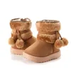 Boots Winter Furry Shoes Girls With Cute Hairball Baby Kids High Top Snow Anti-Proof Warmer School Children Fur E08014 221007