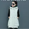 Gilets pour femmes 0420 gilet d'hiver mince manteau long à capuche décontracté sans manches veste Bodywarmer femme 221007