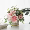 Decorative Flowers Nordic Iron Art Ceramic Vase Decoration Artificial Flower Bonsai Home Wedding Ornaments Potted