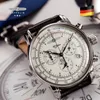 Горячая распродажа New Zeppelin Watch Fashion Three Eyes Three Conting Multifunctional Chronograph Leather Business Business Quartz Men's Watch