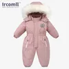 Rompers Ircomll Infant Kids Clothes Waterproof Hooded Girls Boys Overalls Ski Suit Snow Set Toddler Warm Bodysuit Ski Jacket for 18M-5Y 221007