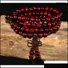 Charm Armb￤nder 108 Perlen 8mm nat￼rlicher Sandelholz Buddhist Buddha Holz Gebet Perlen Knoten Schwarze Ebenholz Unisex M￤nner Armb￤nder Armreifen F DHJVS