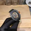 Montre à mouvement Richamilles montre-bracelet creuse pour hommes multi-fonction coque en Fiber montre-bracelet pointeur mécanique LY 695X