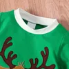 Special Occasions Prowow 0-18M My First Christmas Baby Outfits Boy Cartoon Deer RomperStriped Footed PantsHat Happy Year Baby Costume 2023 221007