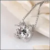 Pendant Necklaces Fine 30% 925 Sterling Sier Woman Zirconia Crystal 0.8X0.8Cm Pendant Water Necklace Wedding Jewelry Drop Delivery 20 Dhv4M