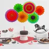 Parti dekorasyonu 6 adet renkli asılı kağıt fan yuvarlak desen çelenkler doğum günü düğün fiesta malzemeleri canlı