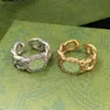 Vintage enrolamento intertravamento carta anéis de prata dourada designer feminino tamanho aberto anello personalidade jóias com box281f