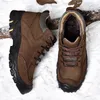 Bottes de haute qualité en plein air hommes chaussures en cuir véritable randonnée chaussures hommes à la main antidérapant chaud bottes d'hiver pour hommes bottes de neige d'hiver 221007