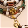 Charm Bracelets 2Pcs/Set Cowe Weave Mti Layer Bracelet Retro Men And Women Lovers Beaded Bracelets Fashion Jewelry Simplicity 8 5Ht Q Dhahn