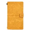 Manuel de voyage A6 exquis cahier en cuir PU en relief artisanat papeterie bloc-notes Journal polyvalent ressort Flexible