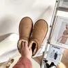 Австралия снежные ботинки дизайнер женская платформа Ultra Mini Boot Real Leather Loade Bottom Man Fur Booties Австралийские ковбойские зимние туфли каштан