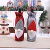 Christmas Decorations Red Gray Cartoon No Face Santa Claus Wine Bottle Bags Cover Year Party Champagne Bundle Pocket Table Decor