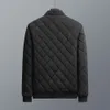 Herrjackor Autumn Winter Bomber Jacket Men diamantmönster fleece fodrad casual jacka män modekläder märke smal fit rock 221006