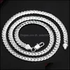 Chains 925 Sterling Sier 6Mm Fl Sideways Necklace 18/20/24 Inch Chain For Woman Men Fashion Wedding Engagement Jewelry 1201 T2 Drop D Dhthx