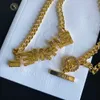 18K Gold Brass Copper Colar Colar Fashion Women Designer Double Letter Colares Chaker Pingente Cristal Imita￧￣o de P￩rola J￳ias de Casamento Acess￳rios