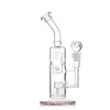 Bong à narguilé en verre rose de 11,4 pouces - Type courbé, percolateur suisse, joint femelle de 14 mm