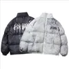 Men's Down Parkas Men Hip Hop Oversize Padded Bomber Jacket Coat Streetwear Graffiti Parka Cotton Harajuku Winter Outwear 221007