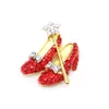 Red high-heeled Shoes Brooch Rhinestone Red Ruby Slippers Wizard Of Oz Pins Brooches For Women293F