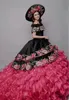 Abiti Da Cerimonia Abiti Quinceanera messicani Gonna in organza gonfia Abito dolce 16 Applique floreale Vestidos De 15 Anos