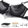 Bras Setleri Siyah Nakış Seksi iç çamaşırı sütyen ve Külot Kadınlar için Kalın Yastıklı Push Yukarı Dantelli Kadın Giyim Seti A B C D Kupası 221007