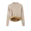 Women's Knits Tees Vintage Turtleneck Winter Sweater Casual Knitted Pullovers Fashion Clothes Simple Fleece Lined Warm Knitwear Woman Base Top 221007