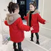 Down Coat 4 12 Year Girls Plus Velvet Warm Winter Jacket For Fashion Long Parkas Snowsuit Cute Bear Hooded Children's Outerwear 221007