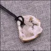 Pendant Necklaces Exquisite Natural Stone Pendant Necklace Agate Crystal Cluster Section Necklaces Jewelry Accessories Handmade Man W Dhb6Z