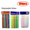 Engångskoppar Straws Plastic 100-3600 PCS 5 Färg för Party Straw Kitchenware Bar Home Shops Beverage Drink Rietjes Drop 221007