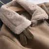 Vestes pour femmes Ailegogo hiver femmes épais chaud daim agneau veste courte moto marron manteaux Faux peau de mouton en cuir Outwear 221007