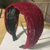 Headbands Wine Red Lace Hairband Toothed for Women Hair Accessories Solid Wide Head Band Face Washing Adults Headbands Plain Women Hoop T221007