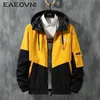 メンズジャケットEaeovni Mens Hoodies Autumn Winter Zipper Hooded Jacket Men Patchworkパーカーウィンドブレーカーカジュアルジャケットコートアウトウェア221006