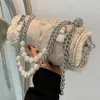 Borse da sera 2022 Borsa a tracolla con catena di perle da donna di alta qualità alla moda Borsa a mano Messenger Cilindro a mano