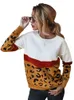 Women's Knits Tees Ladies Leopard Patchwork Autumn Winter Sweater Women Tops Full Sleeve Knitted Jumper Pullovers Sweaters Female Pull Knitwear 221007