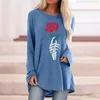 T-shirts pour femmes chemise femmes Halloween imprimer couleur unie lâche haut à manches longues femme S été hauts Extra doux femmes