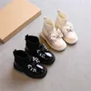 Boots Pearl Bowknot Child Knit Socks Shoes Kids Slip On Ankle Patent Leather Children Casual School Girls Footwear 221007