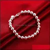 Kralen strengen 925 Sterling Sier 10mm holle bal kralen strengen kettingarmband voor vrouw charme bruiloft verloving mode feest jood dhry6