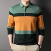 Men's Polos Polo Shirt for Men Long Sleeve Striped Autumn Multicolor Fashion Clothing Casual Male Korean Style Polo T Shirt 221006