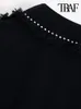 Women's Jackets TRAF Women Stylish Tassel Beaded Oversized Denim Jacket Coat Vintage Fashion Long Sleeve Frayed Trim Outerwear Chic Loose Tops 221007