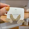 Stud New Luxury Fashion Round Korean Stud Earrings For Women Big Butterfly Gold Earring Jewelry 64 D3 Drop Delivery 2021 Bdehome Dhbru