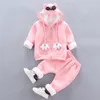 Clothing Sets Thick Warm Girls Clothing Set Winter Plush Cotton Outfit For Baby Hoodies Jacket Pants Kids Casual Suit Toddler Boy Wearing 221007